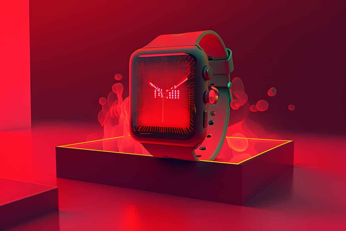 smart watch stanalone red background